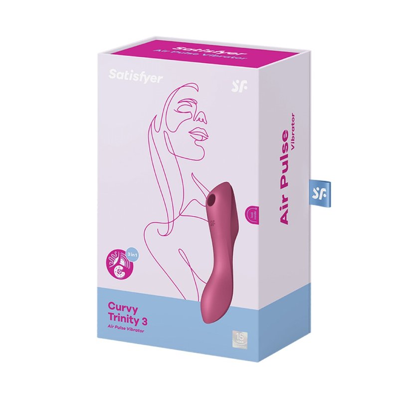 德國Satisfyer Curvy Trinity 3 陰蒂吸吮+震動按摩棒 (紅) - 情趣用品 - 矽膠 
