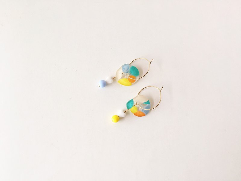 海底花園系列-海草寶藏 透明 手繪 垂墜 手作耳環 耳針/耳夾 - 耳環/耳夾 - 其他材質 多色