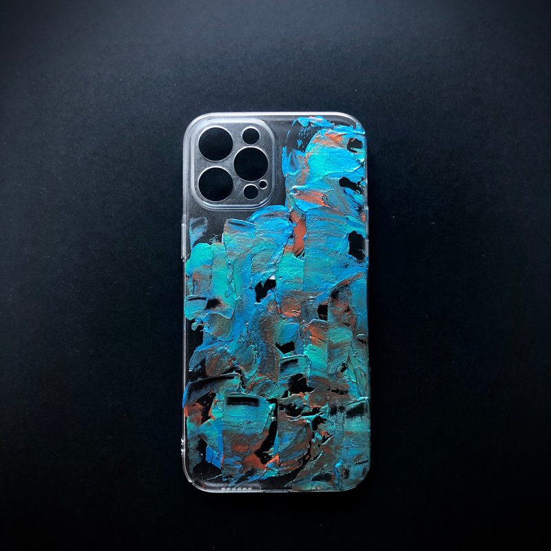 Acrylic 手繪抽象藝術手機殼 | iPhone 12 Pro Max |  Aqua Wave - 其他 - 壓克力 藍色