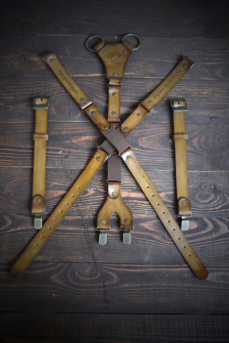 Mens Suspenders, leather suspenders, personalized giftss, Handmade Suspender, We - เข็มขัด - หนังแท้ 