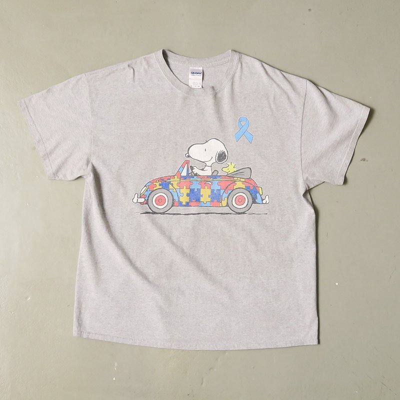 史努比印花古著棉Tee - 帽T/大學T - 棉．麻 灰色