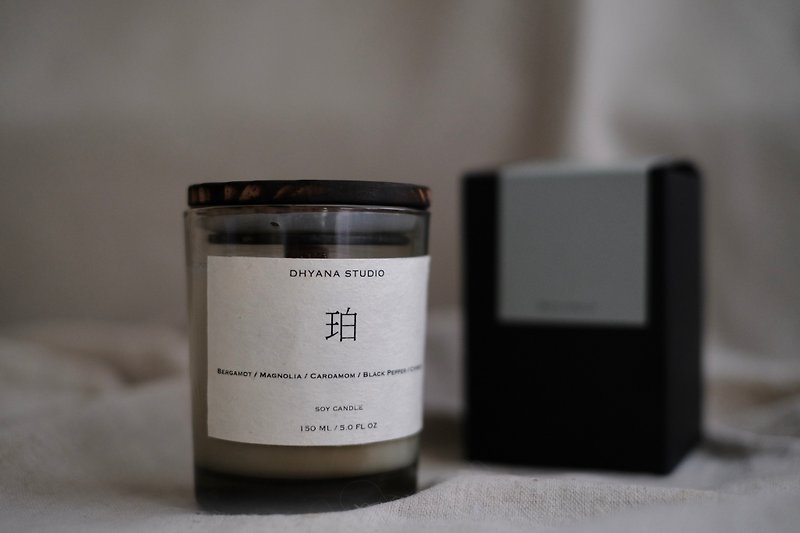 【Po】L'âme soeur wood wick natural soy scented candle - เทียน/เชิงเทียน - น้ำมันหอม สีกากี