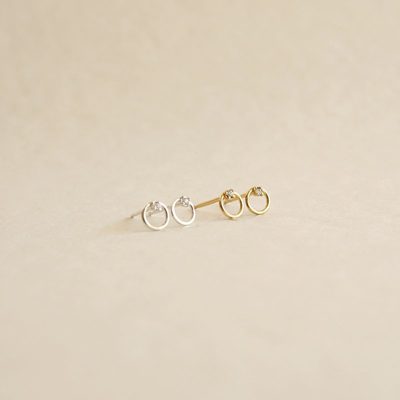 SV925 CZ ring earrings - Earrings & Clip-ons - Sterling Silver Silver