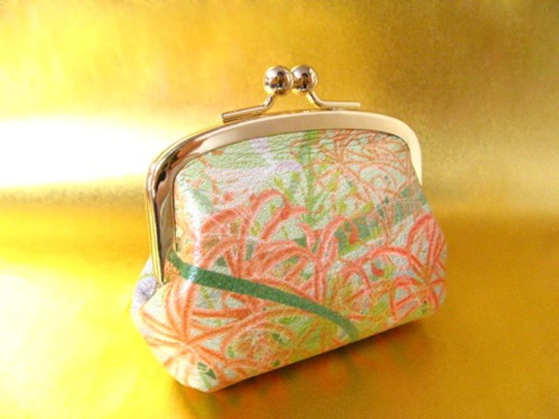 Coin purse for spider lilies - กระเป๋าใส่เหรียญ - หนังแท้ สีเขียว