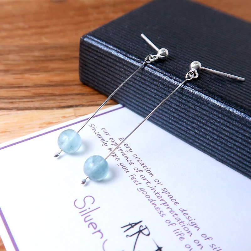 Blue Fluorite Auricular Auricular (Large) - 925 Sterling Silver Natural Stone Earrings - Earrings & Clip-ons - Sterling Silver Blue
