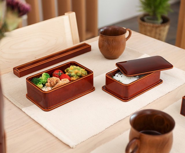 Ceramic Bento Box With Wooden Lid