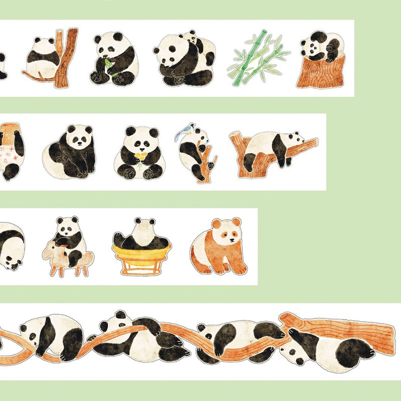 【膠帶】PANDA家族 PET 和紙膠帶 5米卷 (kiss-cut) - 紙膠帶/和紙/PET - 紙 多色