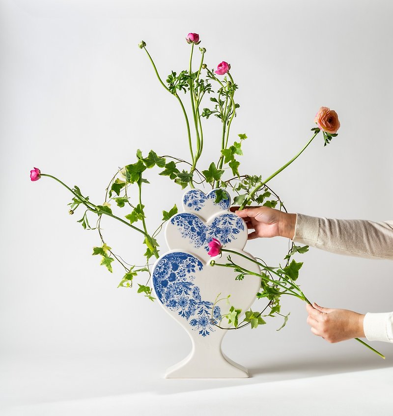 TOT COR スペイン製 ハンドメイド アート花瓶 愛の塔 バレンタインデー ギフトボックス - 花瓶・植木鉢 - 磁器 ブルー