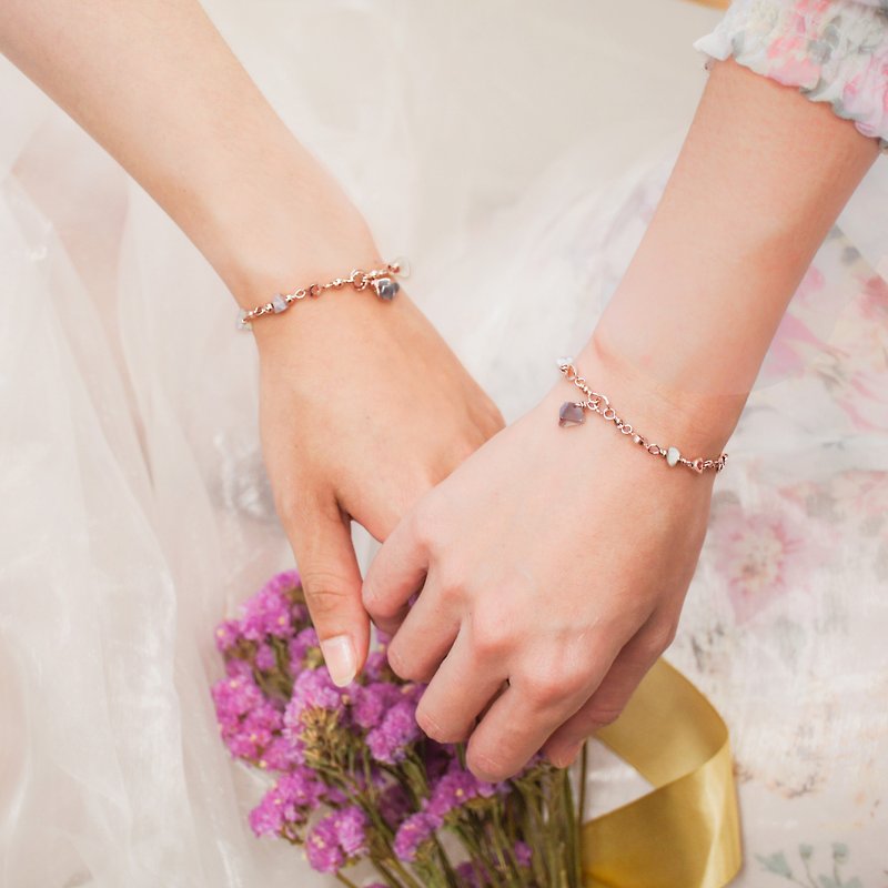 3 grouped girlfriends bracelet*rose Boswana One&Only*sister gift*birthday gift*bridesmaid bracelet - Bracelets - Gemstone 