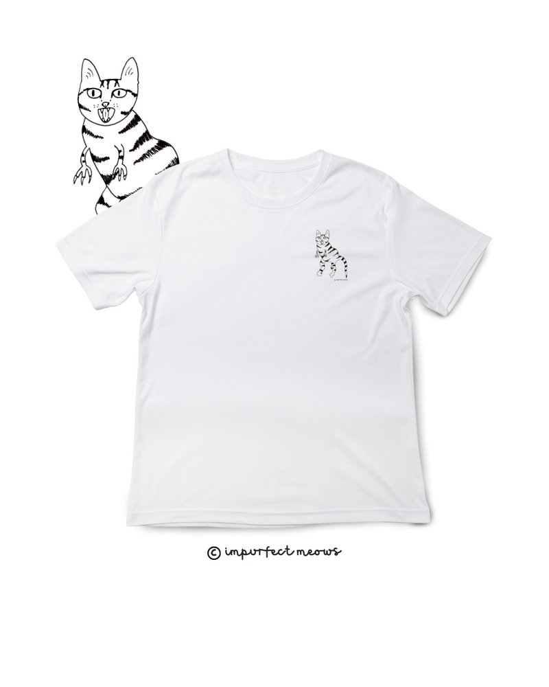 不完美貓咪 Impurfect Meows | 暴龍貓T-Shirt - 白 - 帽T/大學T - 棉．麻 白色