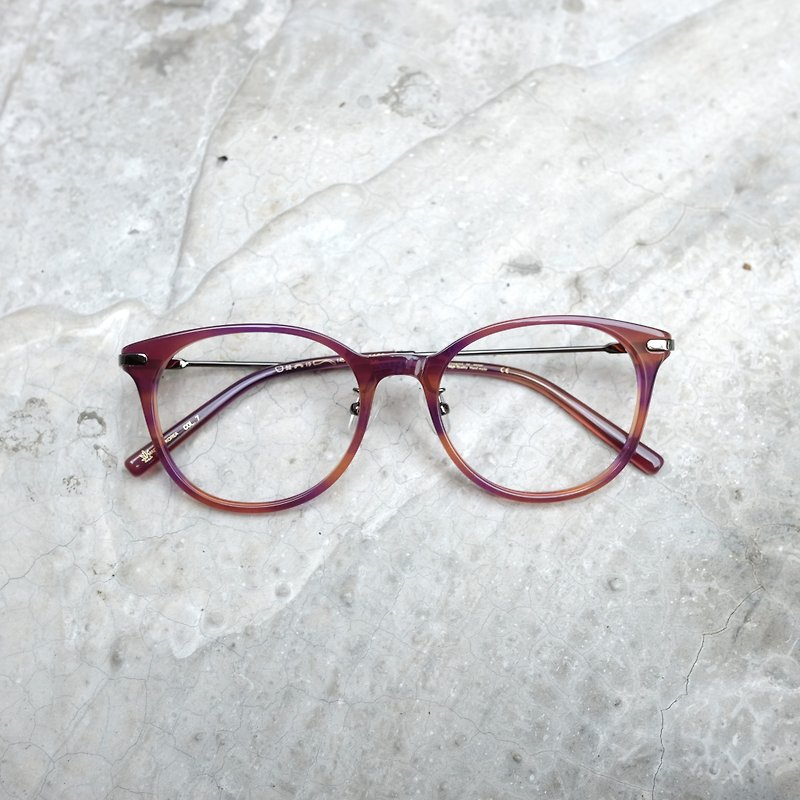 【目目商行】韓國新款眼鏡 圓框 漂亮透紫紋 鏡框 - 眼鏡/眼鏡框 - 其他材質 紫色