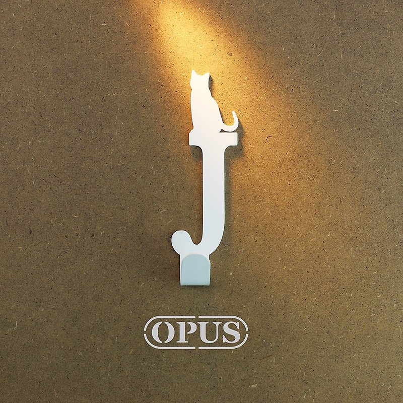 [OPUS Dongqi Metalworking] When the cat meets the letter J-hook (white) shape hook/wedding small things - ตกแต่งผนัง - โลหะ ขาว