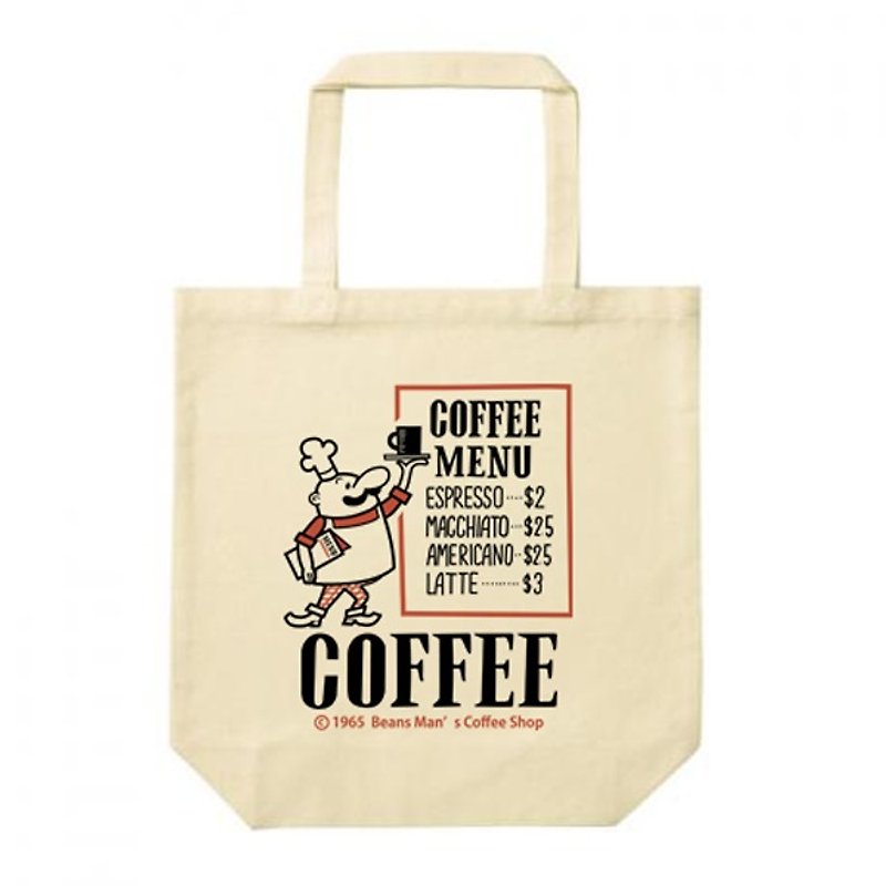 COFFEE SHOP tote bag M size of beans Man [order product] - กระเป๋าถือ - ผ้าฝ้าย/ผ้าลินิน สีกากี