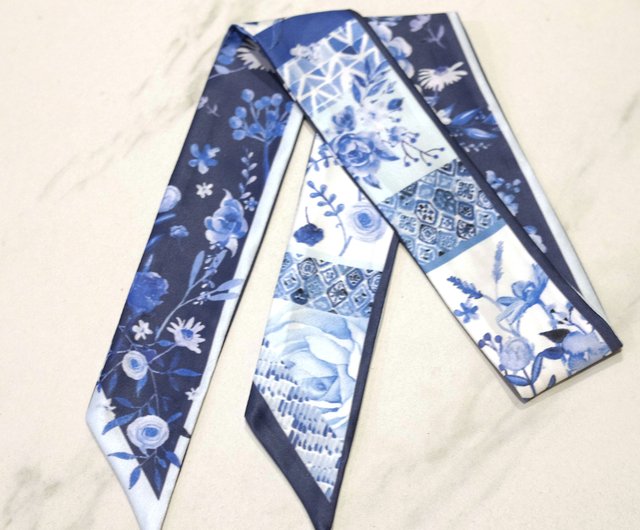 Indigo blue twilly - bow and tie in 2 different colour size - Shop  Siwa-arporn Hair Accessories - Pinkoi