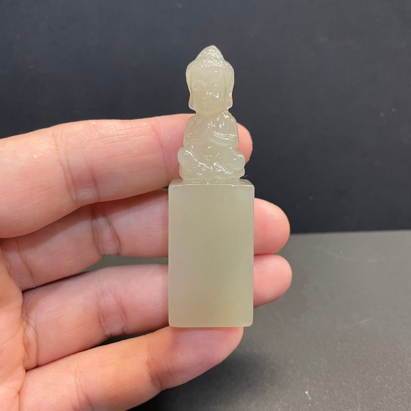 瀚玉珠寶 天然和田玉 釋迦摩尼佛印章 印紐 白玉印章 和闐白玉 - 其他 - 玉石 