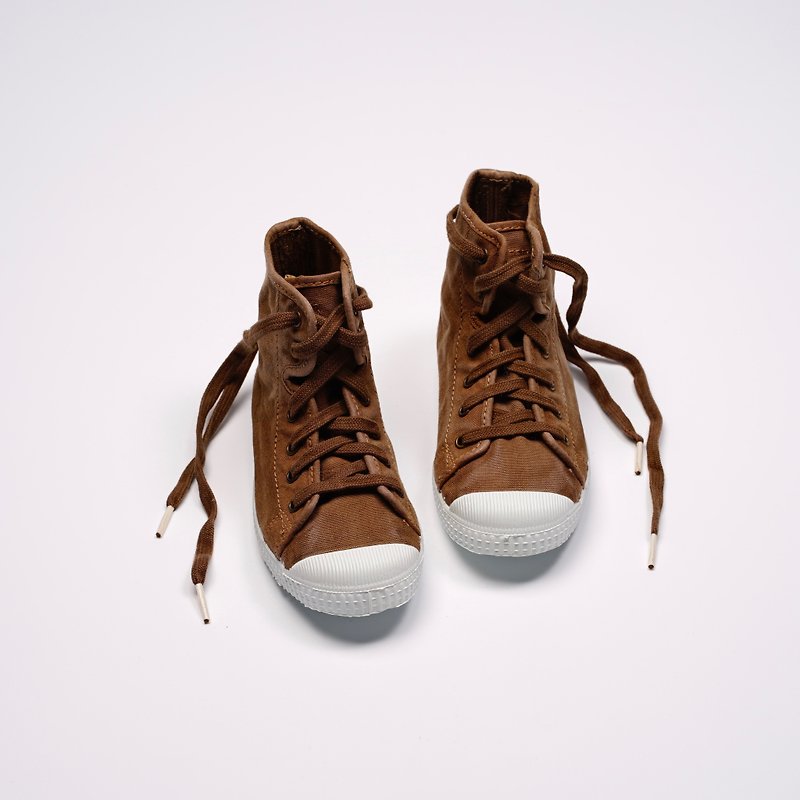 西班牙帆布鞋 CIENTA 61777 132 咖啡色 洗舊布料 童鞋 高筒 - 童裝鞋 - 棉．麻 咖啡色