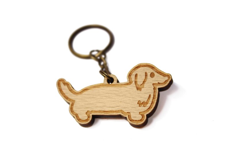 Dachshund Dog - Intestinal - Hairy Child - Woodwork - Log Key Ring - Gift Giving - Keychains - Wood 