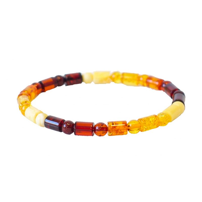 Bright and colorful natural amber hand beads - Bracelets - Semi-Precious Stones Yellow