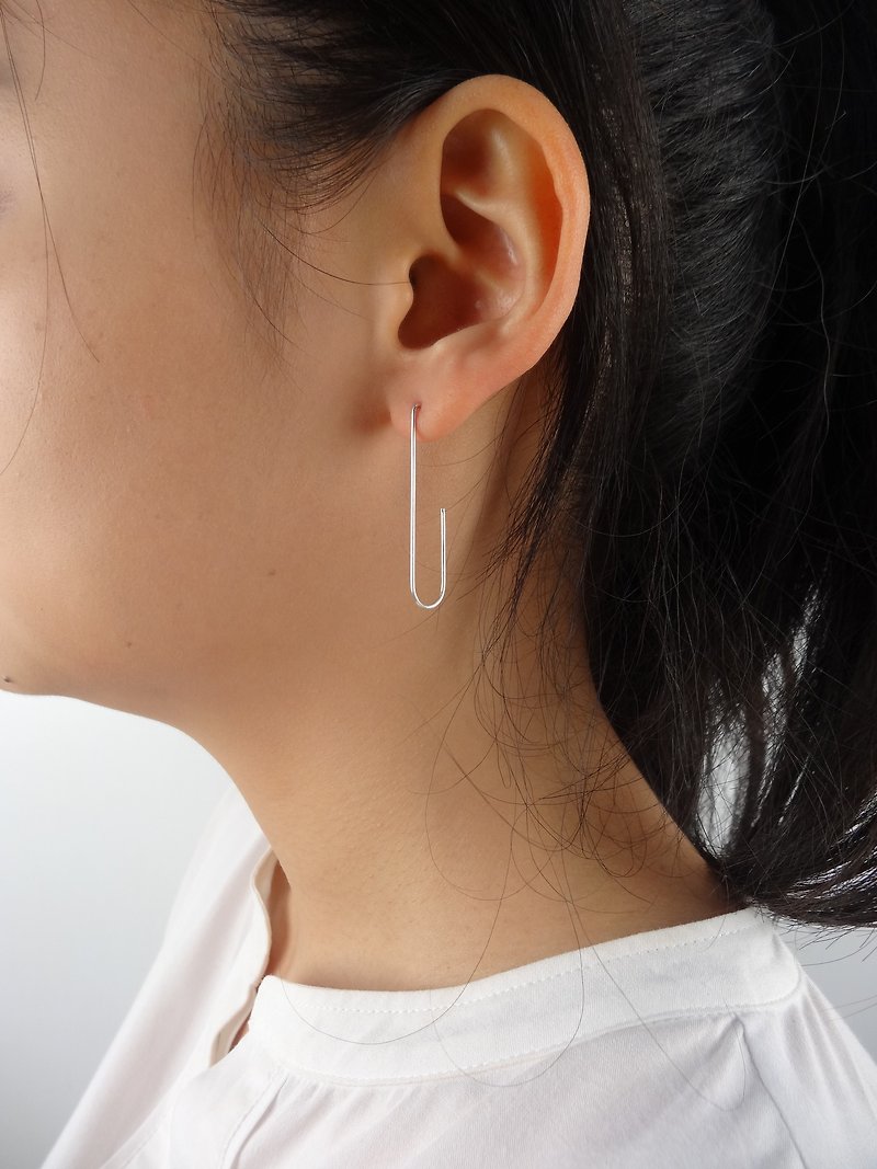 Light earrings, sterling silver earrings, a pair of long pattern pins, designer handmade silverware - ต่างหู - เงินแท้ ขาว
