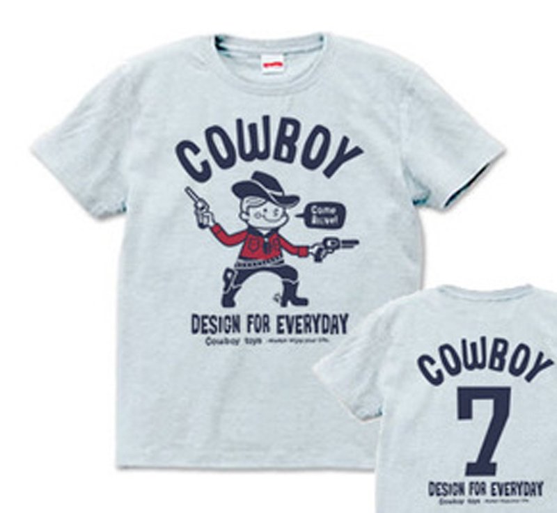 Cowboy Numbering American Retro S-XL T-shirt [Made to order] - เสื้อฮู้ด - ผ้าฝ้าย/ผ้าลินิน สีเทา