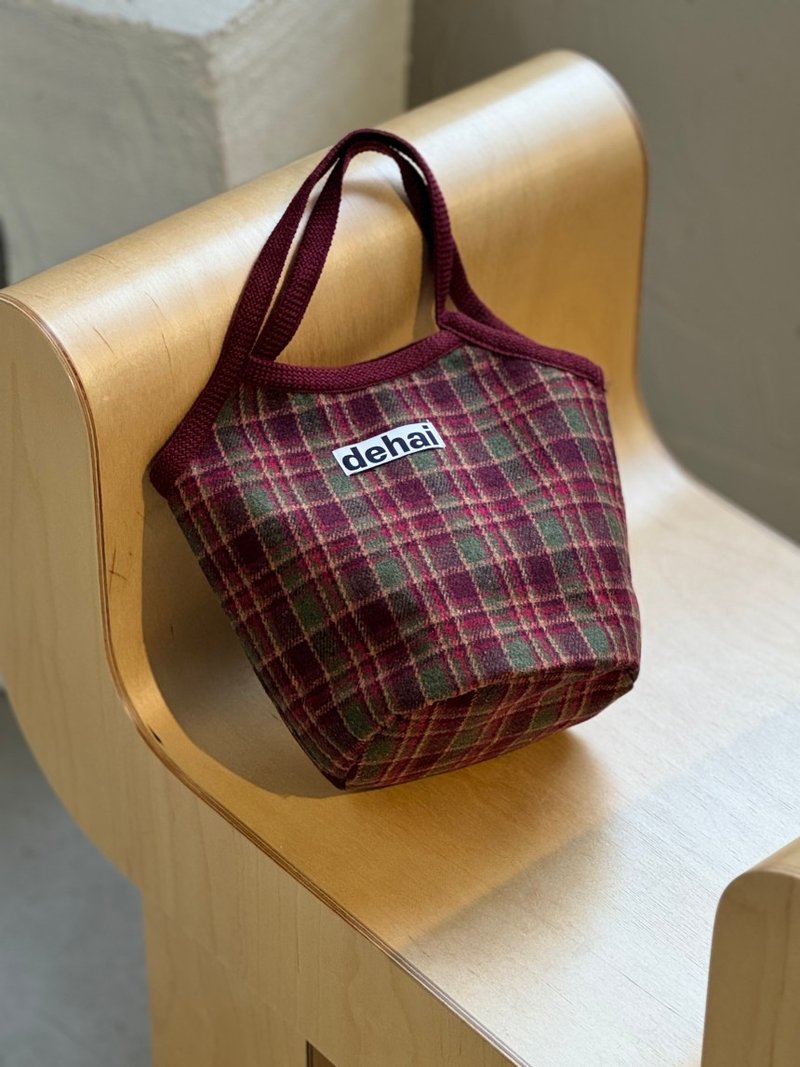 Daily Check Mini Bag - 手提包/手提袋 - 棉．麻 