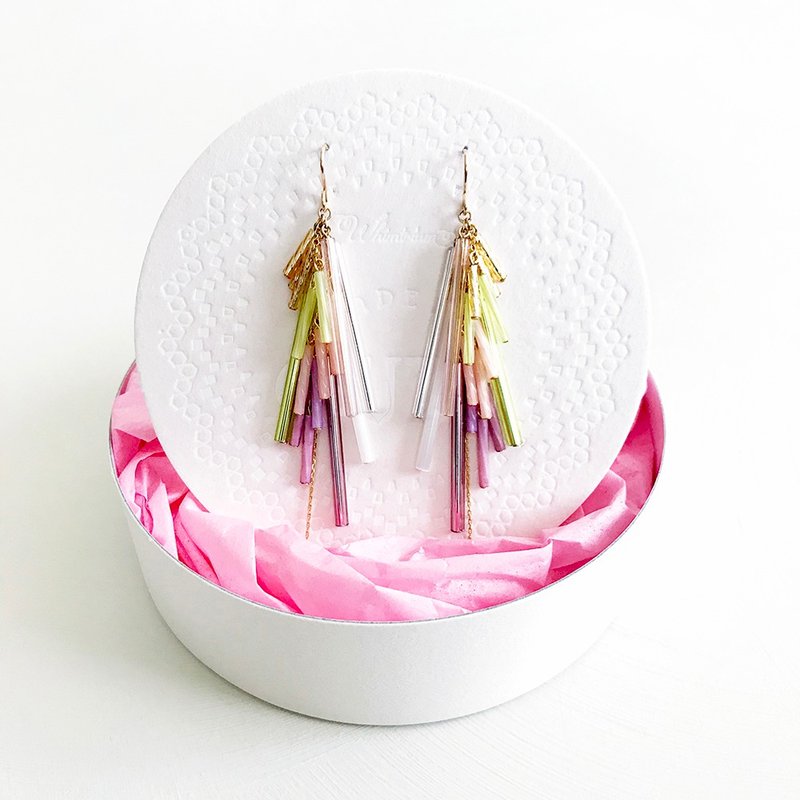 14KGF: Flash Motion -I Earrings #LMPK -Earrings/ Clip-On - Earrings & Clip-ons - Glass Pink