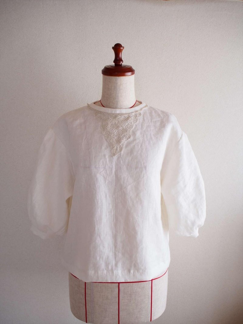 pressed flower -blouse- - 女上衣/長袖上衣 - 棉．麻 白色