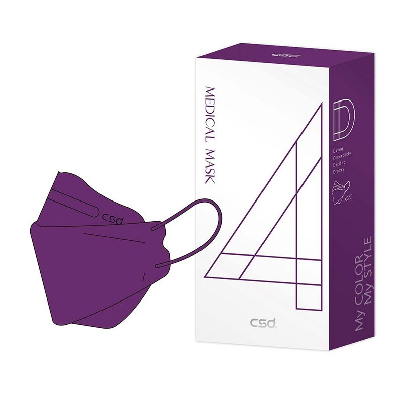 CSD 中衛 醫療口罩-成人立體-4D炫霓紫 (20片/盒) - 口罩/口罩收納套 - 其他材質 紫色