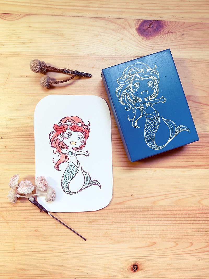 ไม้ ตราปั๊ม/สแตมป์/หมึก สีน้ำเงิน - QQ Princess Stamp(Mermaid)