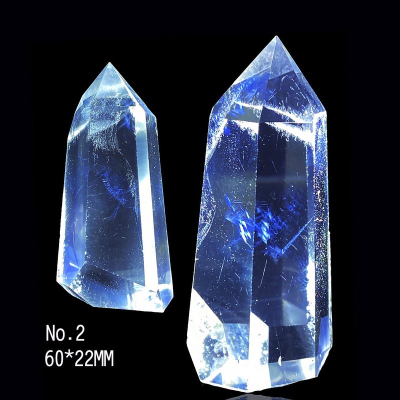 天然 藍針白水晶柱 彩虹水晶柱 藍針柱 - 擺飾/家飾品 - 水晶 透明