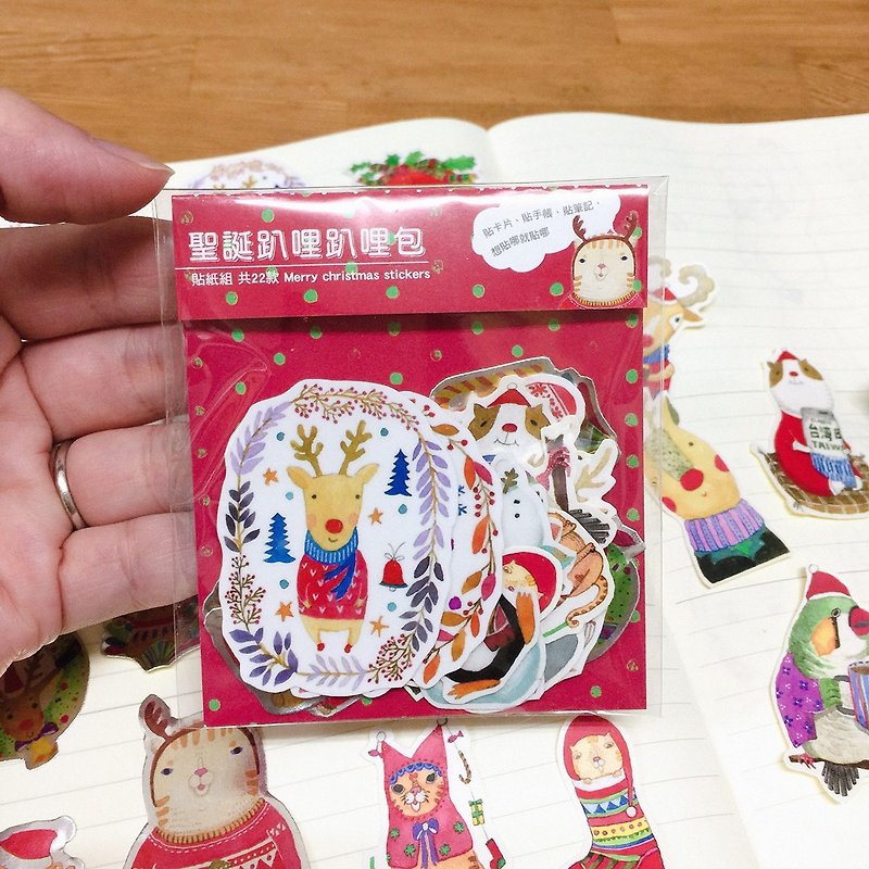 Christmas 趴哩趴哩 sticker pack (22 in) - สติกเกอร์ - กระดาษ สีแดง