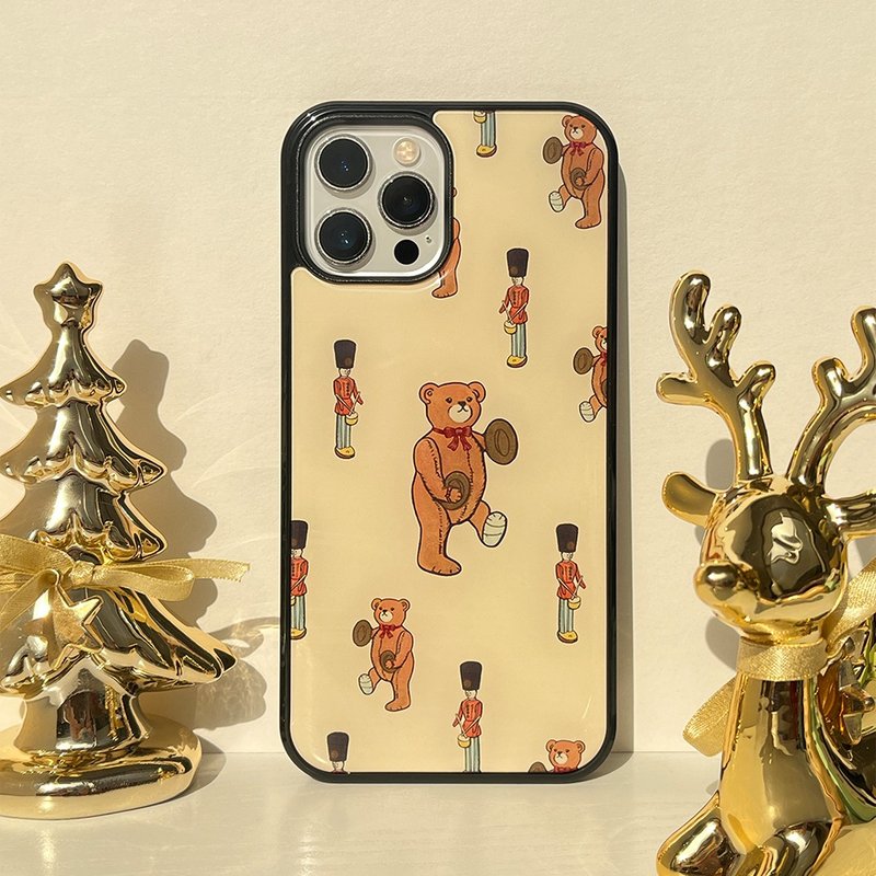 【Christmas Package】 Marching Teddy: Warm Beige Phone Case - Phone Cases - Rubber 