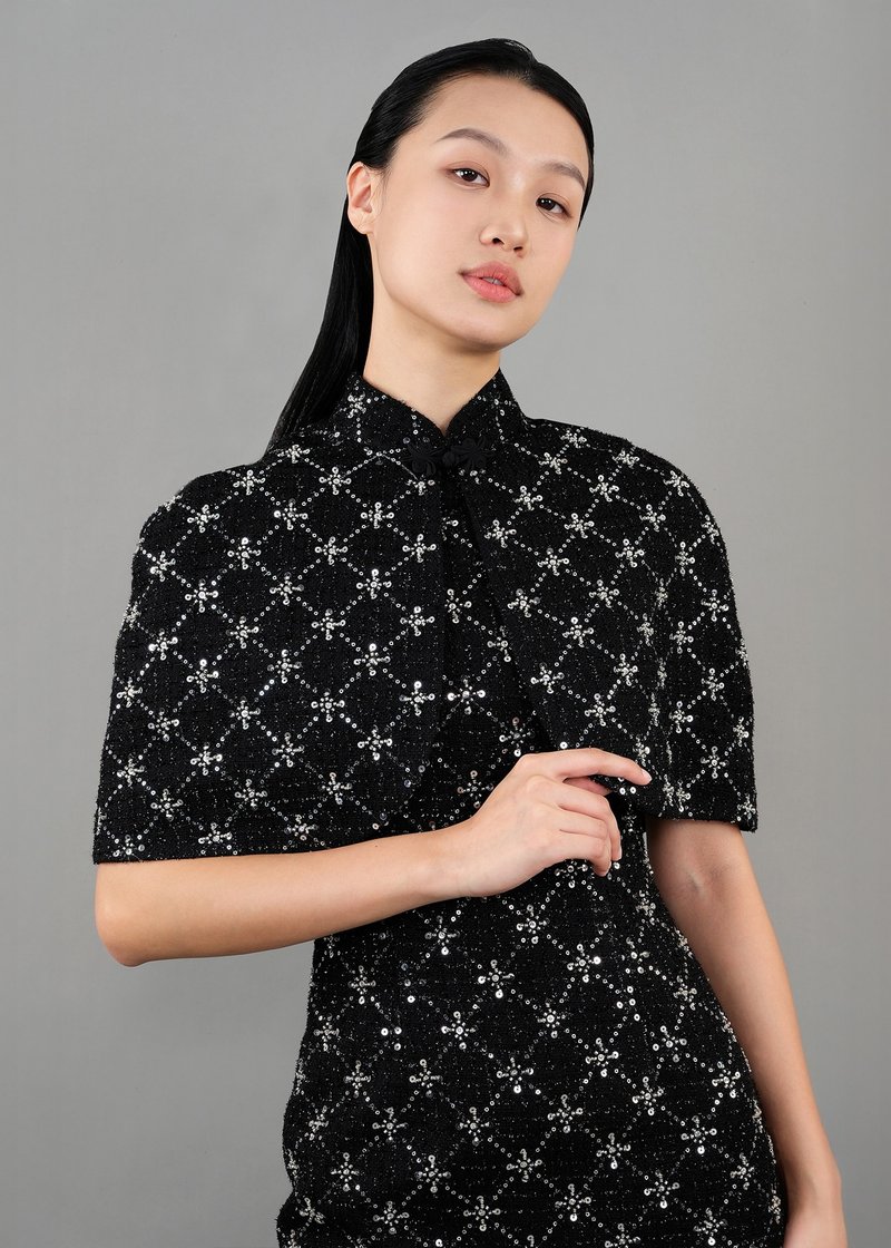 Viola粗花呢斗篷 (黑色) |晚裝|晚禮服|香港設計 - 旗袍/改良式旗袍 - 其他材質 黑色