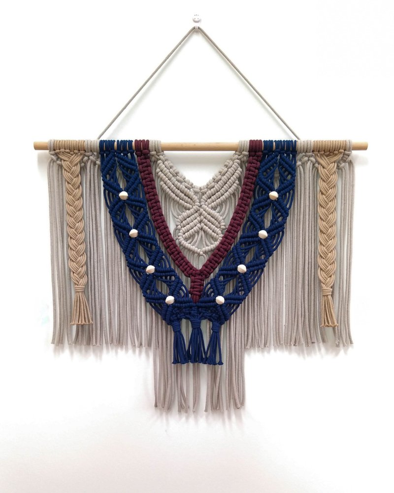 Macrame WallHanging手工編織波希米亞風掛飾裝飾壁掛【Ouranos】 - 壁貼/牆壁裝飾 - 棉．麻 卡其色
