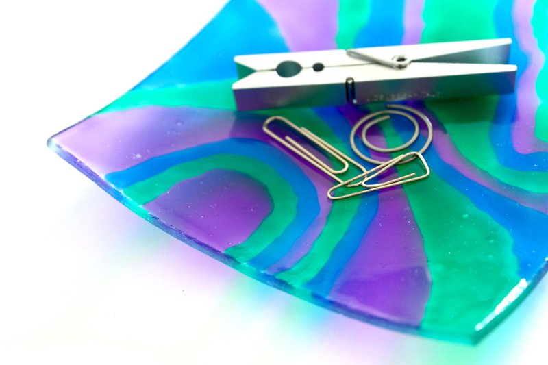 ギャラクシア│スタイリッシュな紫色の緑のオフィス文具の破片のディスク - その他 - ガラス パープル