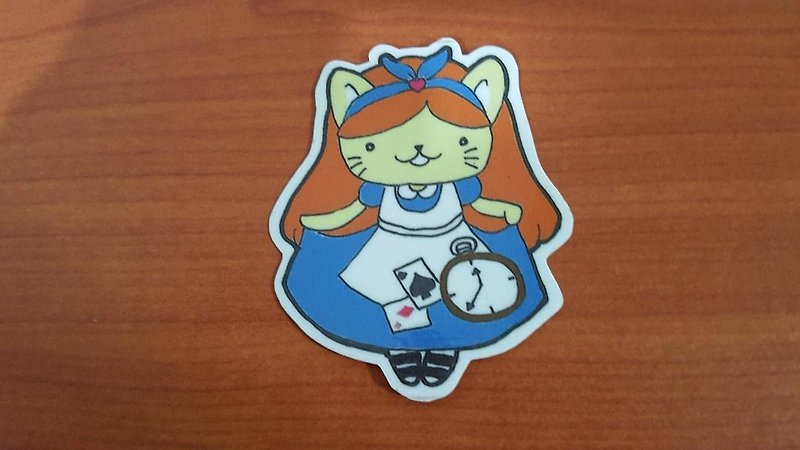 愛麗絲貓咪防水貼紙 - 貼紙 - 紙 