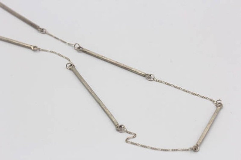 Long chain necklace with handmade silver bars and silver chain (N0091) - สร้อยคอยาว - โลหะ 