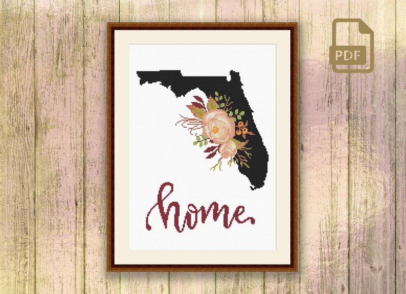 Florida Cross Stitch Pattern #mp014 - Knitting, Embroidery, Felted Wool & Sewing - Other Materials 