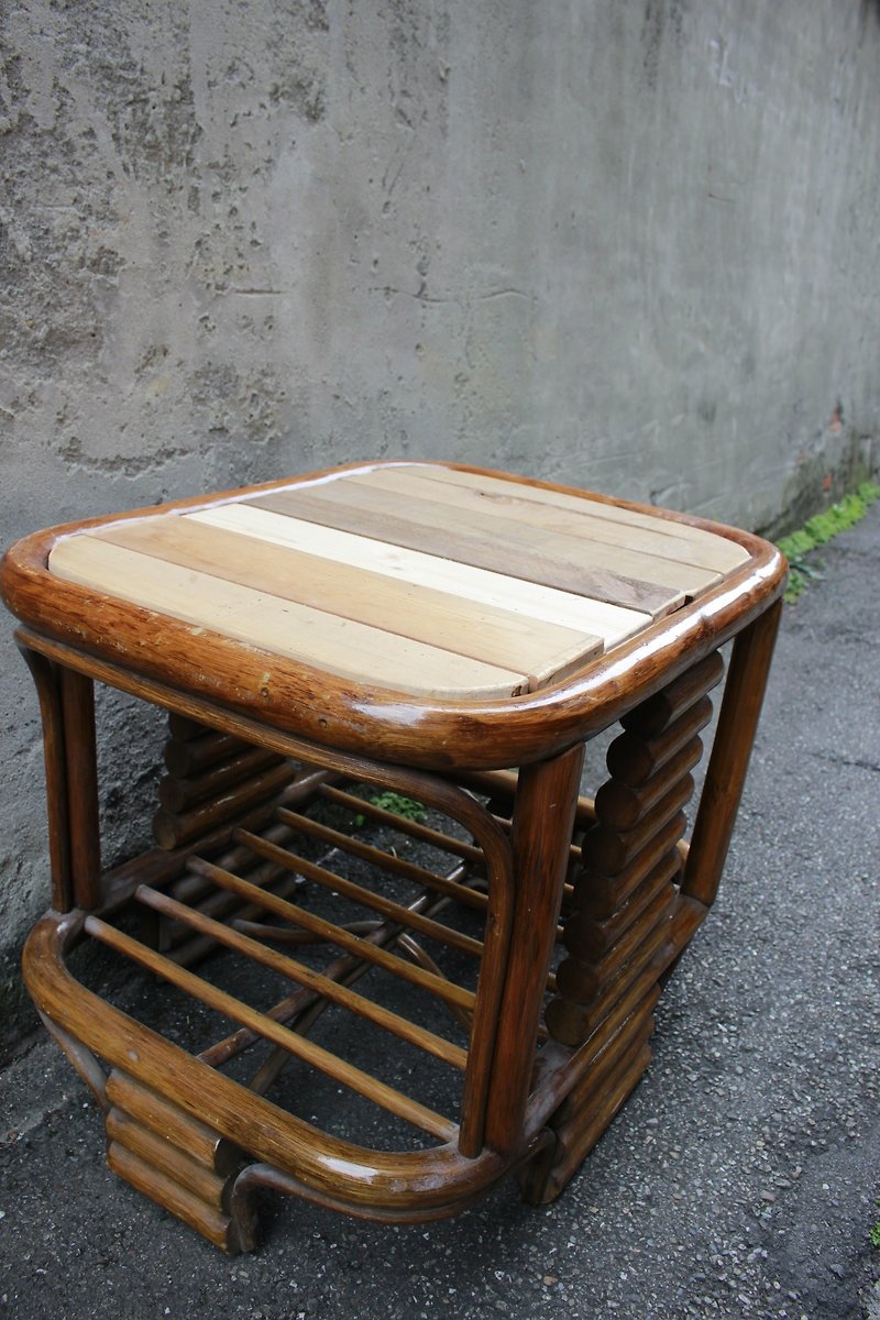 Reconstruction of wood splicing tabletop rattan low table - เฟอร์นิเจอร์อื่น ๆ - วัสดุอื่นๆ สีนำ้ตาล