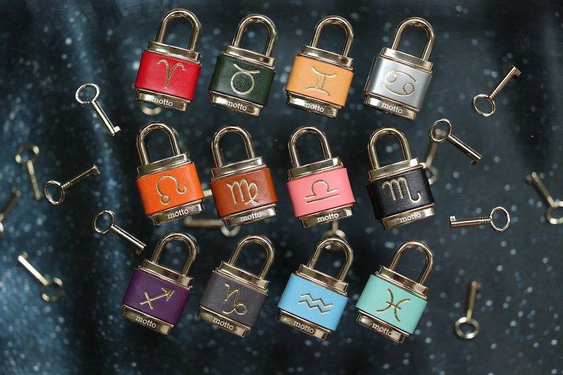 Love Lock - Zodiac - พวงกุญแจ - หนังแท้ สีนำ้ตาล