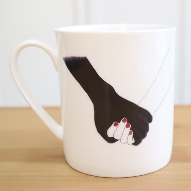 Bone China Mug - Love Hand Cup - Mugs - Porcelain Black