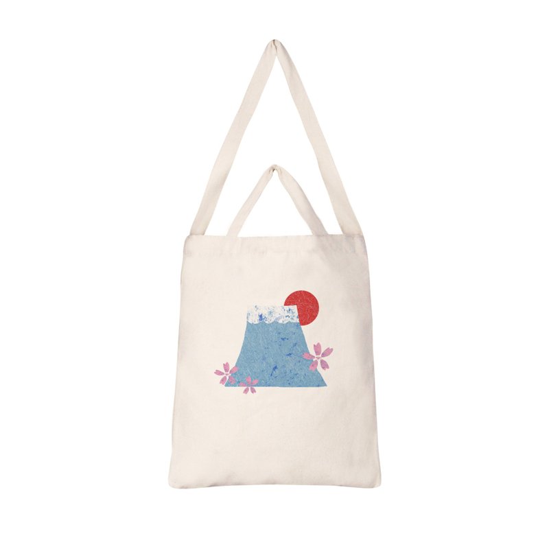 [Customized Gifts] [Mount Fuji Series] Straight Canvas Bag-Mount Fuji Sakura - กระเป๋าแมสเซนเจอร์ - ผ้าฝ้าย/ผ้าลินิน 