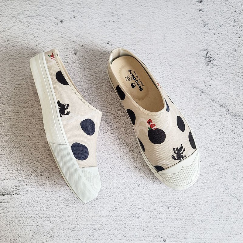 Water-repellent Mules (wide last) slim lazy half slippers-Pearl Milk Tea Little Red Riding Hood - Women's Casual Shoes - Cotton & Hemp Khaki