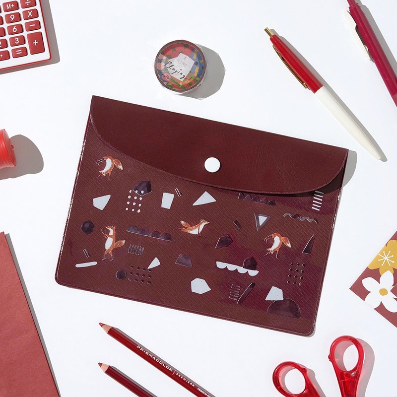 黑白幾何│A5 萬用收納袋 - 文件夾/資料夾 - 塑膠 紅色