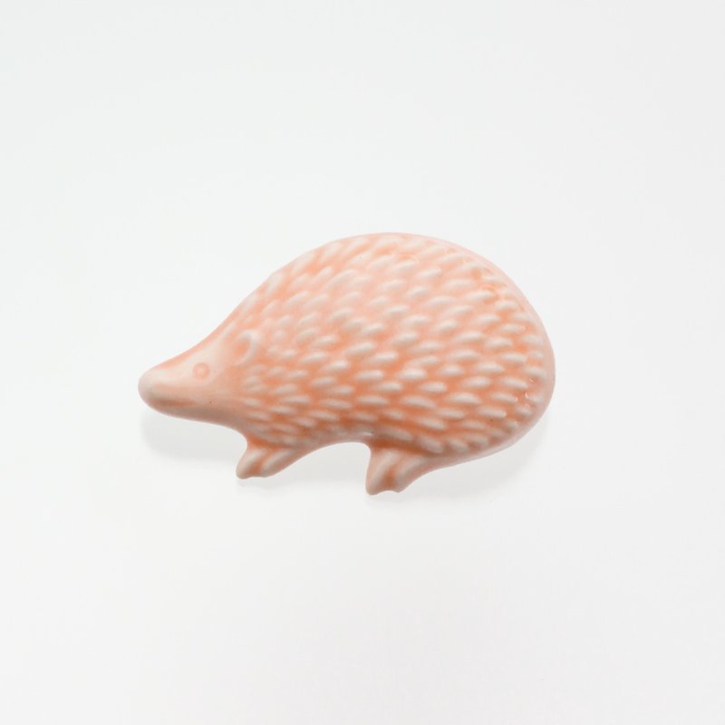 ceramics brooch hedgehog pink - Brooches - Pottery Pink