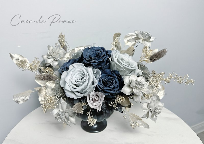 Blue-gray high-end immortal table flower - ช่อดอกไม้แห้ง - พืช/ดอกไม้ สีเงิน