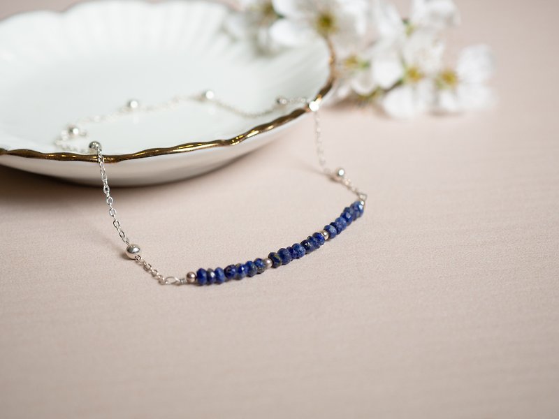 Fine Lapis Lazuli Bracelet, 925 Sterling Silver,Taurus, Virgo Birthstone Gift - Bracelets - Gemstone Blue