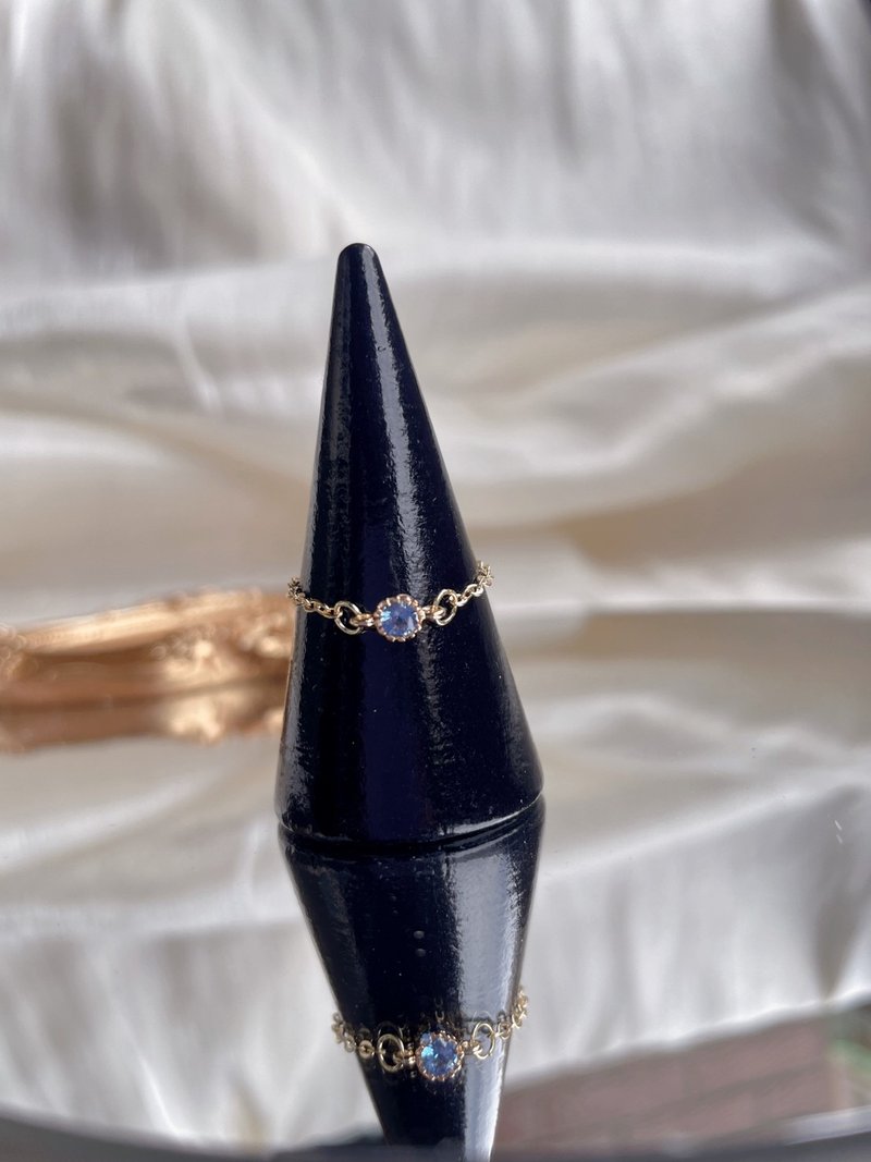 艾莉兒//超閃亮鋯石系列鍊子戒指 香檳色、粉色、白色、紫色 - 戒指 - 其他金屬 