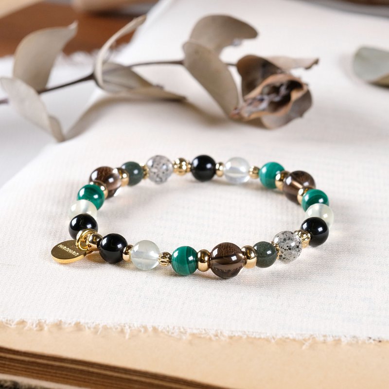 Citrine Stone Grape Stone Obsidian Green Ghost Black Mica Bracelet Natural Ore Crystal - Bracelets - Gemstone Multicolor