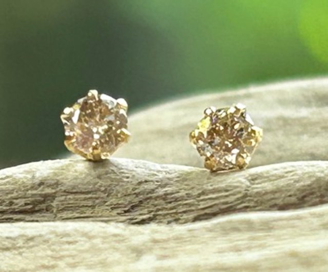 天然ダイアモンド0.2CT K18ゴールドスタッドピアスペア